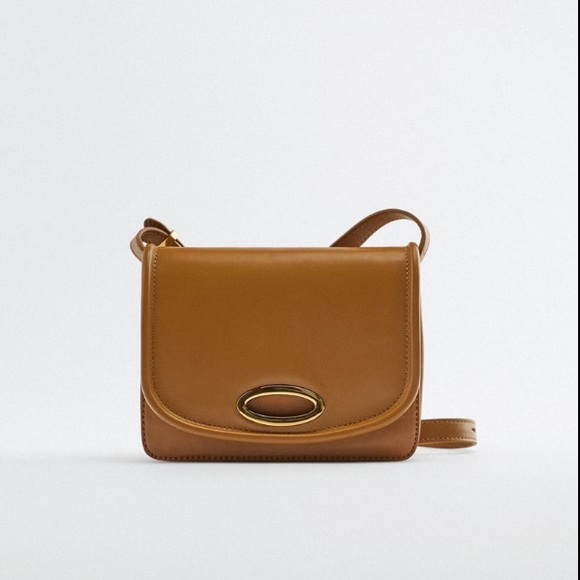 ZARA NWT 100% LEATHER CROSSBODY BAG BROWN - Picture 4 of 7